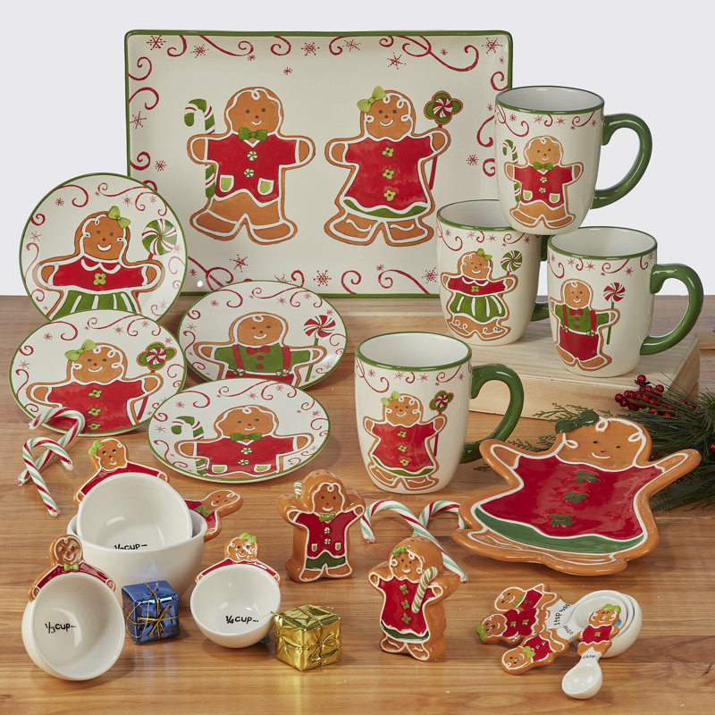 Certified International Holiday Magic Gingerbread Set Of 4 3-D Mug